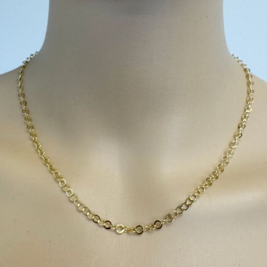 Wholesale Gold over 925 Sterling Silver Finished 3.5mm Flat Circle Cable Chain 