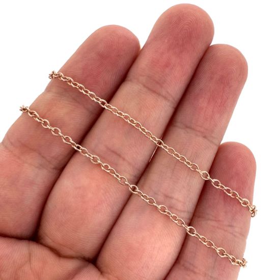 Wholesale Rose Gold Over Sterling Silver Bulk 1.8x2.2mm Strong Cable Chain - (sold per foot)