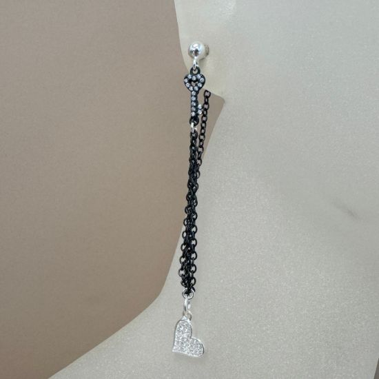 Wholesale Oxidized 925 Sterling Silver Tiny Key Connector with CZ Stones - 13.5mm (sold per piece)