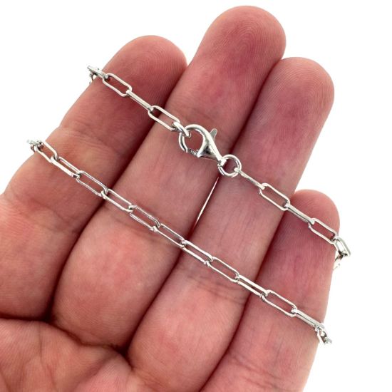 Wholesale Rhodium Over 925 Sterling Silver Finished Chain - Rectangle Long Box Chain