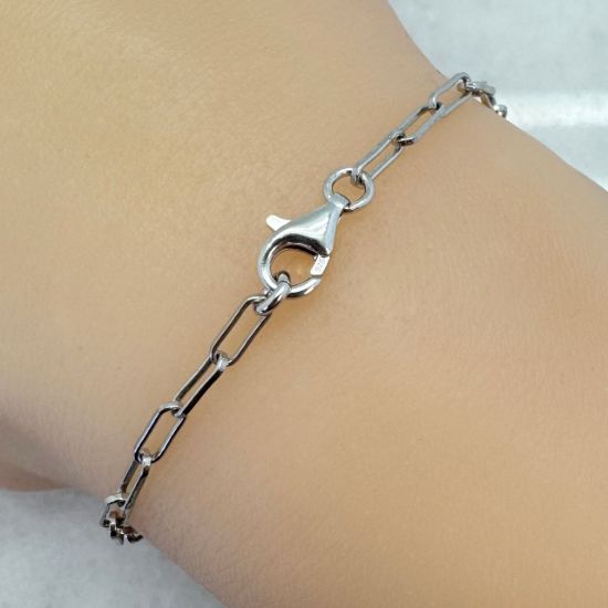 Wholesale Rhodium Over 925 Sterling Silver Finished Chain - Rectangle Long Box Chain