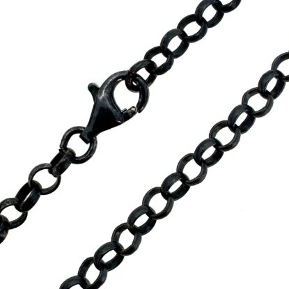 Wholesale Dark Oxidized 925 Sterling Silver Finished Chain - 3.5mm Rolo Chain