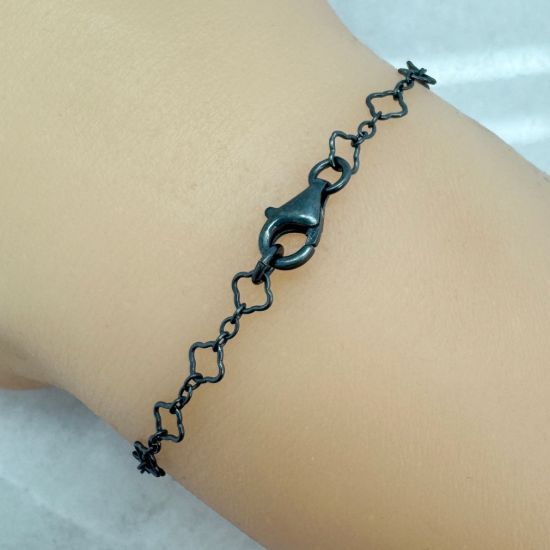 Wholesale Oxidized 925 Sterling Silver Finished 3+1 Clover Link Chain Jewelry