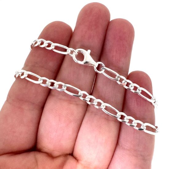 Wholesale 925 Sterling Silver Finished Jewelry Chain - 3.5mm Figaro Chain 