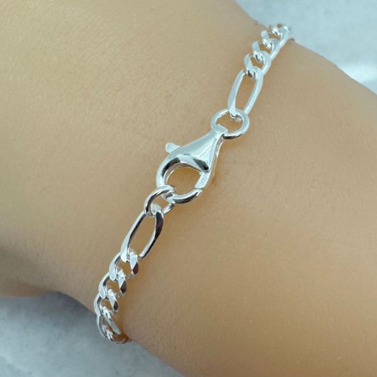 Wholesale 925 Sterling Silver Finished Jewelry Chain - 3.5mm Figaro Chain 