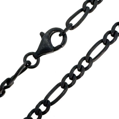 Wholesale Oxidized 925 Sterling Silver Finished Jewelry Chain - 3.5mm Figaro Chain