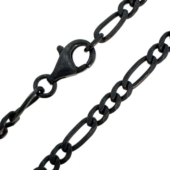 Wholesale Oxidized 925 Sterling Silver Finished Jewelry Chain - 3.5mm Figaro Chain