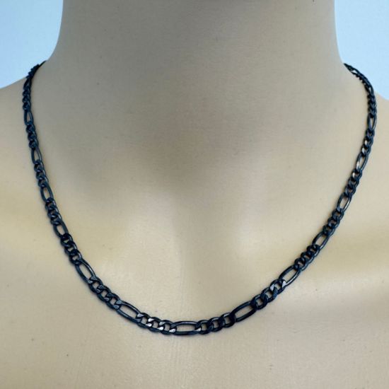 Wholesale Oxidized 925 Sterling Silver Finished Jewelry Chain - 3.5mm Figaro Chain