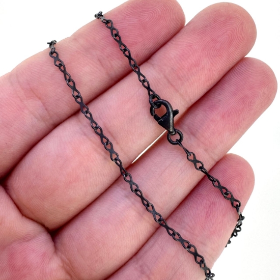 Wholesale Oxidized 925 Sterling Silver Finished 4.5x2mm Plain Infinity Chain