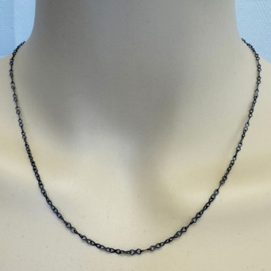 Wholesale Oxidized 925 Sterling Silver Finished 4.5x2mm Plain Infinity Chain