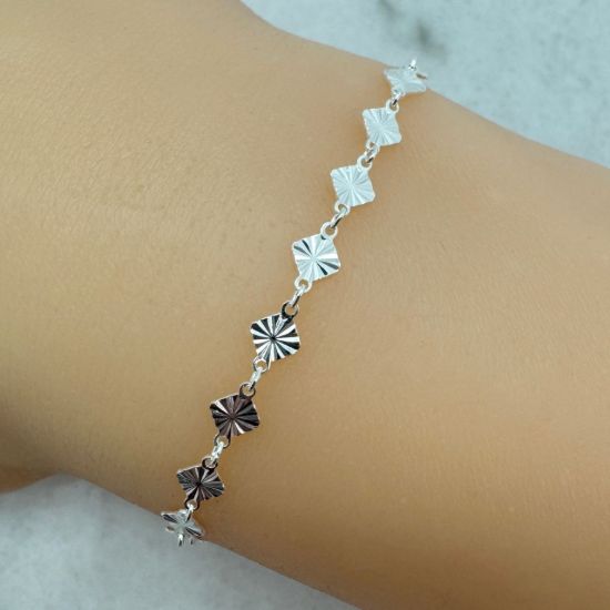 Wholesale 925 Sterling Silver Bulk Chain - 4mm Sunburst Diamond Disc Chain by the foot