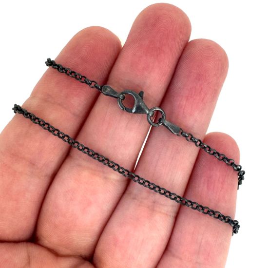 Wholesale Oxidized Sterling Silver Finished Jewelry Chain - 2mm Rolo Chain
