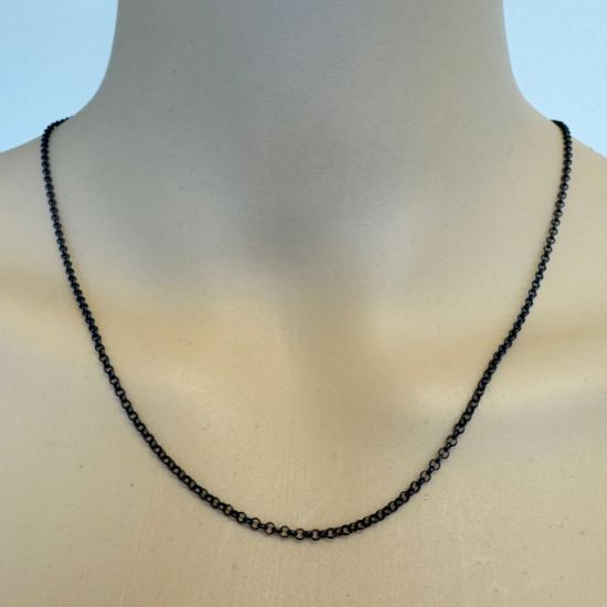 Wholesale Oxidized Sterling Silver Finished Jewelry Chain - 2mm Rolo Chain