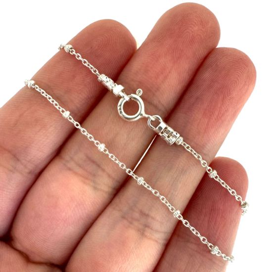Wholesale Sterling Silver Finished Chain - Cable  Beaded Satellite Chain