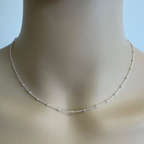 Wholesale Sterling Silver Finished Chain - Cable  Beaded Satellite Chain