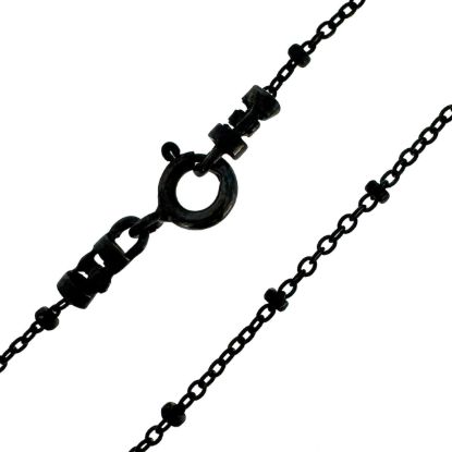 Wholesale Oxidized Sterling Silver Finished Chain - Cable Beaded Satellite Chain