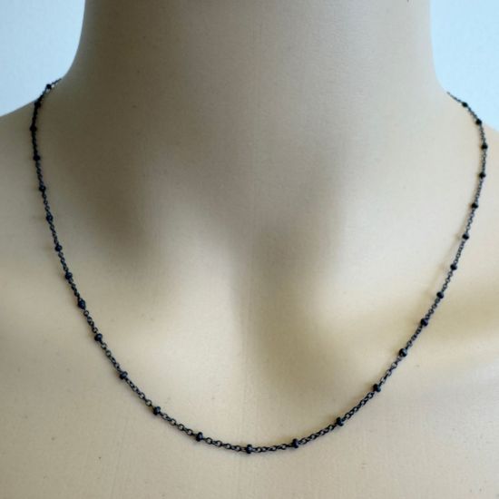 Wholesale Oxidized Sterling Silver Finished Chain - Cable Beaded Satellite Chain