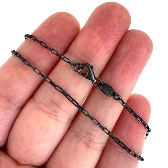 Wholesale Oxidized Sterling Silver Finished Chain - Small Box Chain