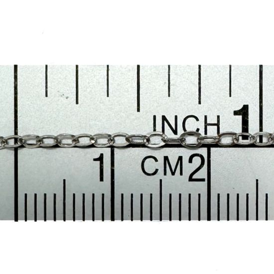 Wholesale Rhodium Plated Sterling Silver Bulk Chain -2x2.5mm Flat Cable Chain (sold per foot)