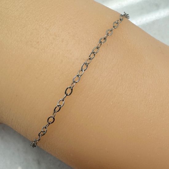 Wholesale Rhodium Plated Sterling Silver Bulk Chain -2x2.5mm Flat Cable Chain (sold per foot)