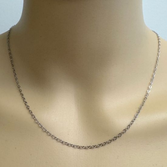 Wholesale Rhodium Plated Sterling Silver Bulk Chain -2x2.5mm Flat Cable Chain (sold per foot)