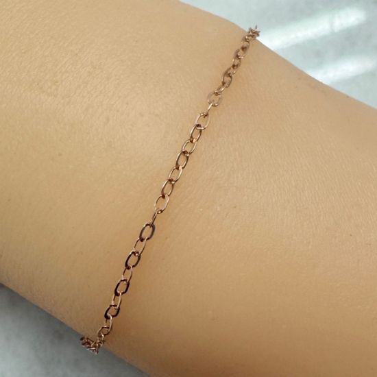 Wholesale Rose Gold Plated Sterling Silver Bulk Chain - 2x2.5mm Flat Cable Chain (sold per foot)