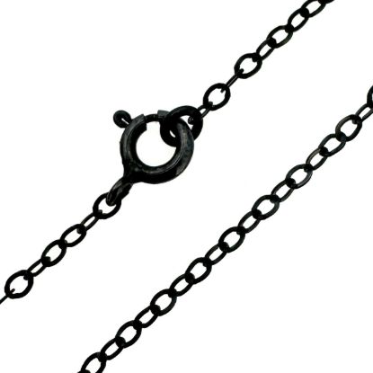 Wholesale Oxidized 925 Italian Sterling Silver Finished Chain - 2.5mm Flat Oval Cable Chain