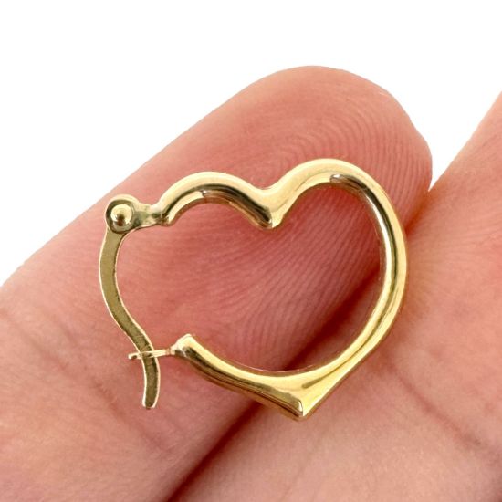 Wholesale 14K Solid Gold Heart Shaped Hoop Earrings  -  Light Weight Hoops  (Sold per pair)