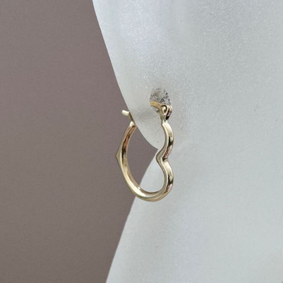 Wholesale 14K Solid Gold Heart Shaped Hoop Earrings  -  Light Weight Hoops  (Sold per pair)