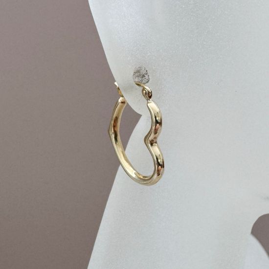 Wholesale 14K Solid Gold Heart Shaped Hoop Earrings  -  Light Weight Hoops  (Sold per pair)