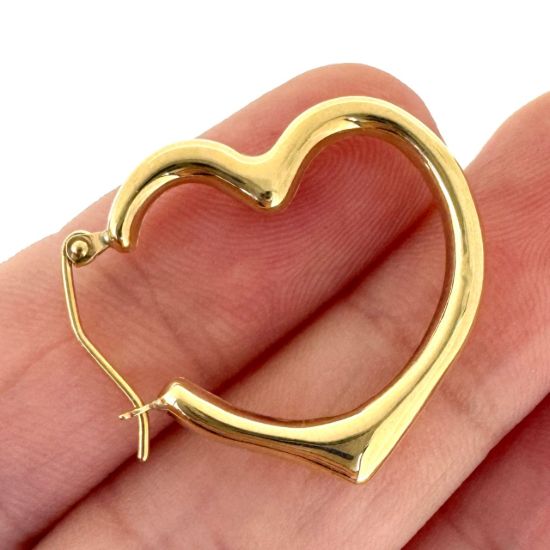Wholesale 14K Solid Gold Heart Shaped Hoop Earrings  -  Light Weight Hoops  (Sold per pair)
