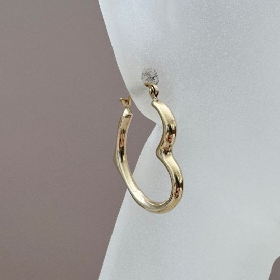Wholesale 14K Solid Gold Heart Shaped Hoop Earrings  -  Light Weight Hoops  (Sold per pair)