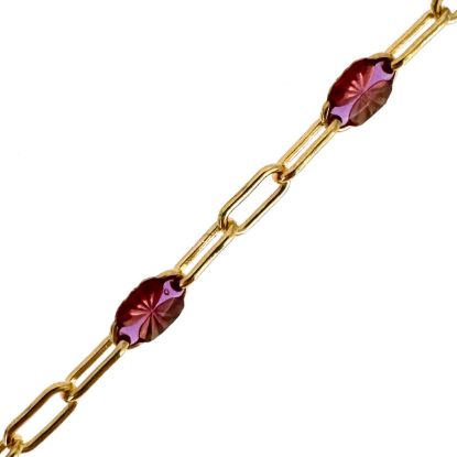 Wholesale 1/20 14K Gold Filled Long Box - 1+3 PaperClip Enamel Chain (Amethyst Color) - 3.6mm by 1.6mm (Sold per foot)