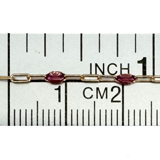 Wholesale 1/20 14K Gold Filled Long Box - 1+3 PaperClip Enamel Chain (Amethyst Color) - 3.6mm by 1.6mm (Sold per foot)