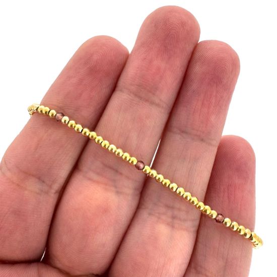 Wholesale 1/20 14K Gold Filled 2mm Smooth Beaded Stretchy Bracelet with Natural Gemstone Beads