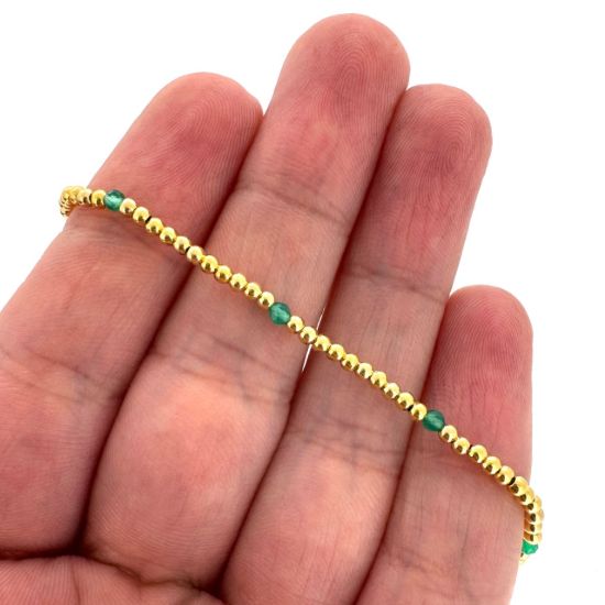 Wholesale 1/20 14K Gold Filled 2mm Smooth Beaded Stretchy Bracelet with Natural Gemstone Beads