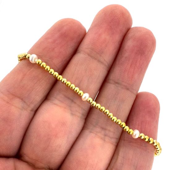 Wholesale 1/20 14K Gold Filled 2mm Smooth Beaded Stretchy Bracelet with Natural Gemstone Beads
