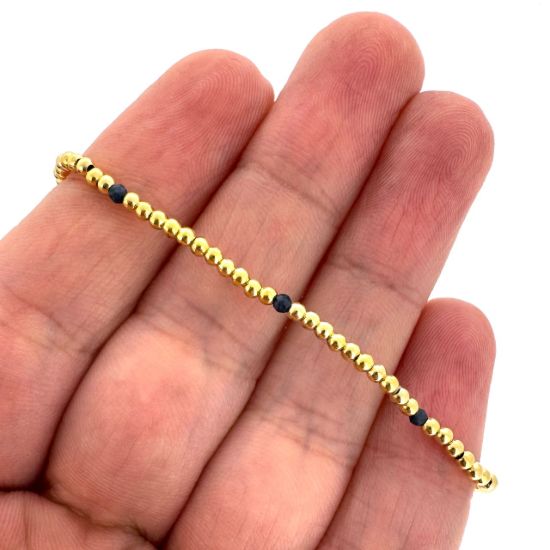 Wholesale 1/20 14K Gold Filled 2mm Smooth Beaded Stretchy Bracelet with Natural Gemstone Beads
