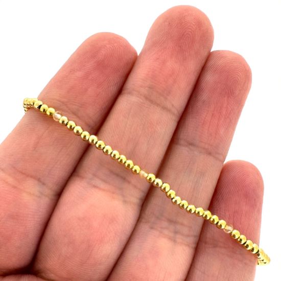 Wholesale 1/20 14K Gold Filled 2mm Smooth Beaded Stretchy Bracelet with Natural Gemstone Beads