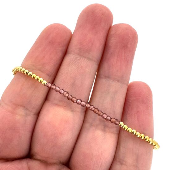 Wholesale 1/20 14K Gold Filled 2mm Smooth Beaded Stretchy Bracelet with Seed Pearls or Natural Gemstones