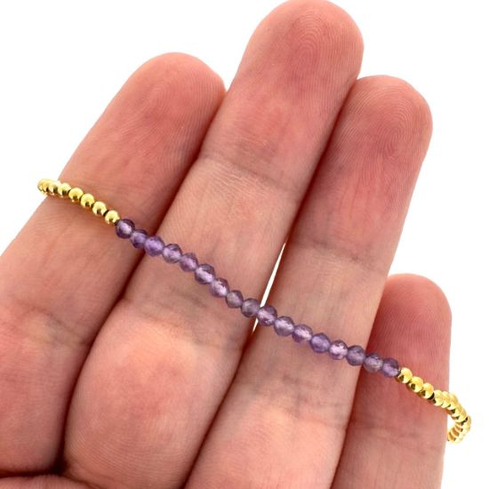 Wholesale 1/20 14K Gold Filled 2mm Smooth Beaded Stretchy Bracelet with Seed Pearls or Natural Gemstones