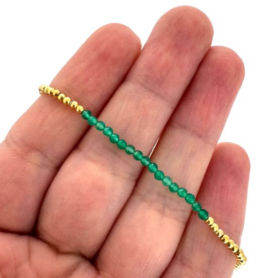 Wholesale 1/20 14K Gold Filled 2mm Smooth Beaded Stretchy Bracelet with Seed Pearls or Natural Gemstones