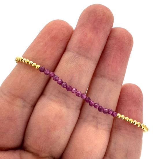 Wholesale 1/20 14K Gold Filled 2mm Smooth Beaded Stretchy Bracelet with Seed Pearls or Natural Gemstones