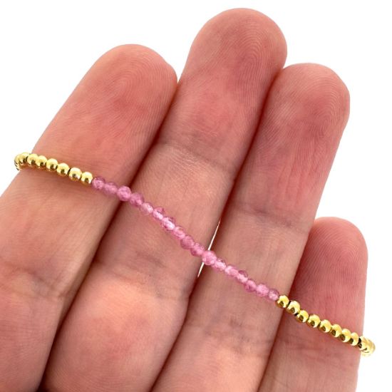 Wholesale 1/20 14K Gold Filled 2mm Smooth Beaded Stretchy Bracelet with Seed Pearls or Natural Gemstones