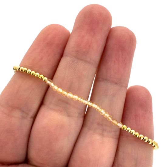 Wholesale 1/20 14K Gold Filled 2mm Smooth Beaded Stretchy Bracelet with Seed Pearls or Natural Gemstones