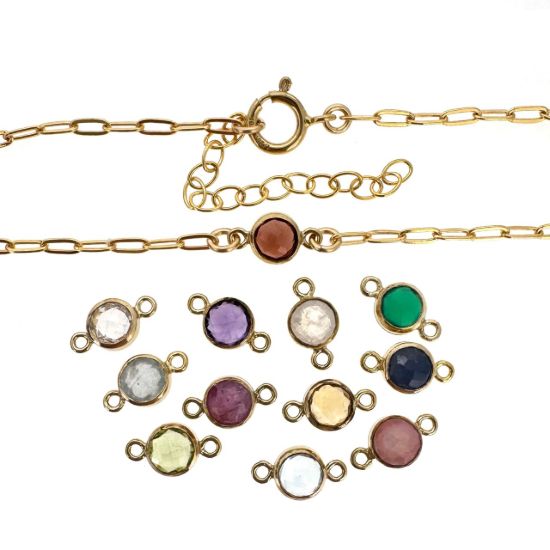 Wholesale 1/20 14K Gold Filled Natural Gemstone Adjustable Bracelet - 6.5-8"