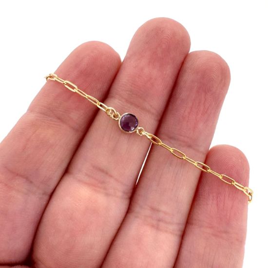 Wholesale 1/20 14K Gold Filled Natural Gemstone Adjustable Bracelet - 6.5-8"