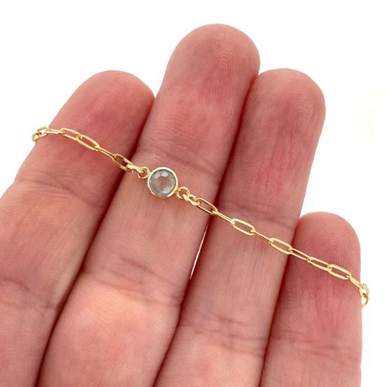 Wholesale 1/20 14K Gold Filled Natural Gemstone Adjustable Bracelet - 6.5-8"