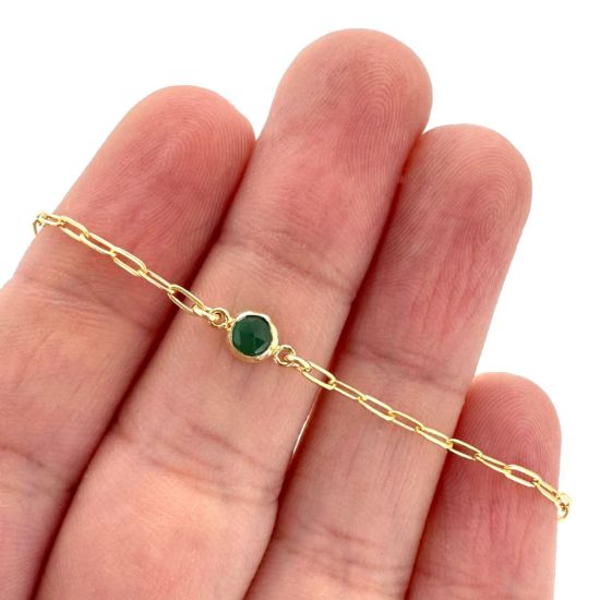 Wholesale 1/20 14K Gold Filled Natural Gemstone Adjustable Bracelet - 6.5-8"