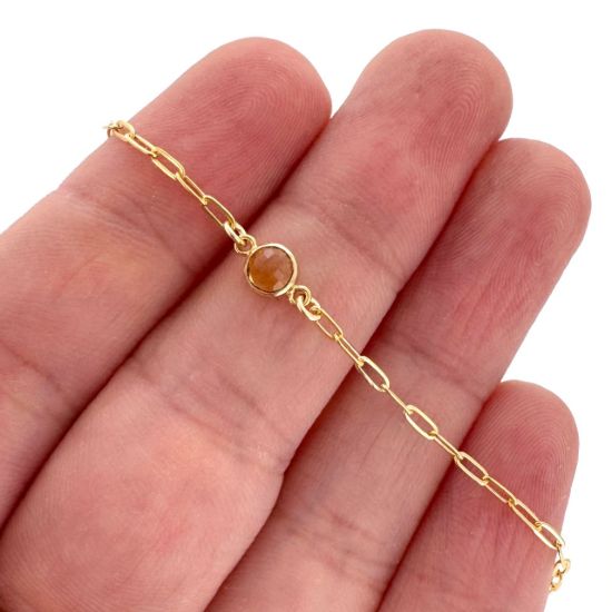 Wholesale 1/20 14K Gold Filled Natural Gemstone Adjustable Bracelet - 6.5-8"